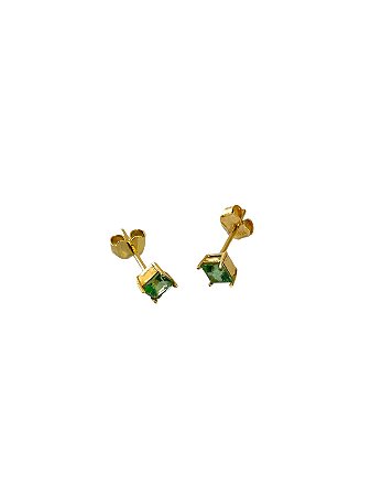 Brinco Quadrado com Turmalina em ouro 18k