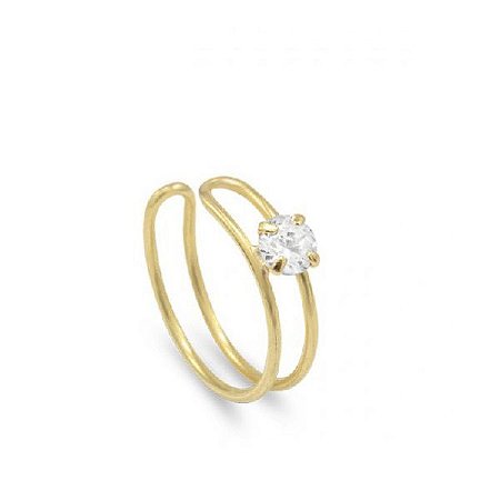 Piercing Duplo Liso com Pedra Sintética em ouro amarelo 18k