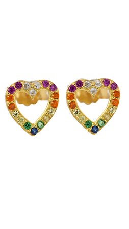 Brinco Love Rainbow em ouro amarelo 18k