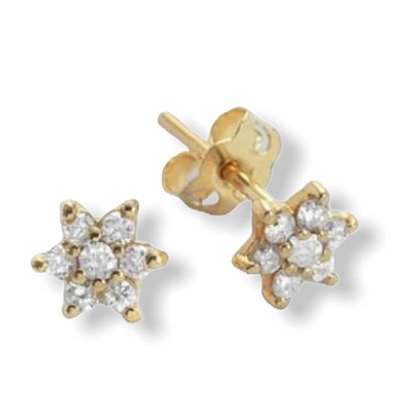 Brinco Flor P em ouro amarelo 18k com diamantes