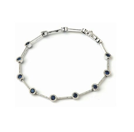 Pulseira Riviera com Safira e Diamantes em ouro branco 18k