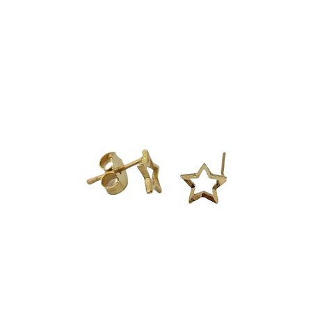 Brinco Star Mini Vazado em ouro amarelo 18k