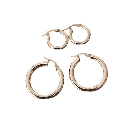 Argola M em ouro amarelo e branco 18k