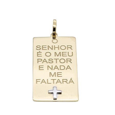 Pingente Proteção Frase em ouro amarelo 18k