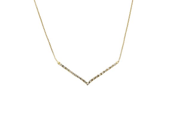 Colar V com Diamantes em ouro amarelo 18k