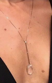 Colar Gravata Personalizada Quartzo Rosa e Diamantes em ouro branco 18k