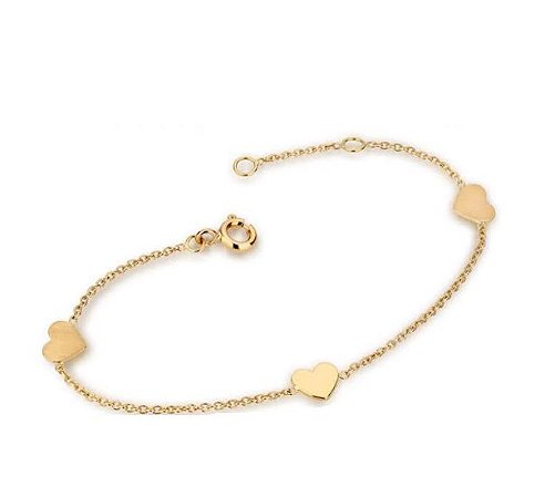 Pulseira Love Corações em ouro amarelo 18K