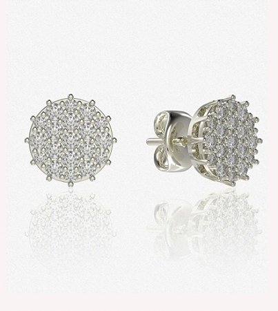 Brinco Chuveiro com Diamantes em ouro branco 18k