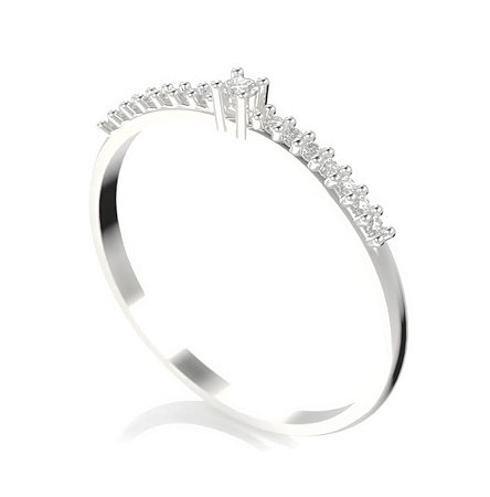 Anel Meia Aliança com Diamantes em ouro 18k