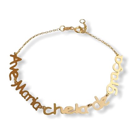 Pulseira Proteção Ave Maria em ouro amarelo 18k