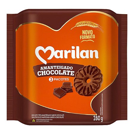 Biscoito Doce Amanteigado Chocolate pacote 280g - Marilan