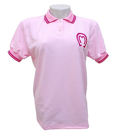 camisa polo rosa feminina