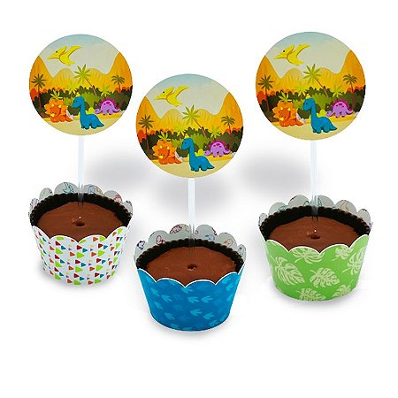 Kit Wrap para Cupcake Dino Baby - 06 unidades