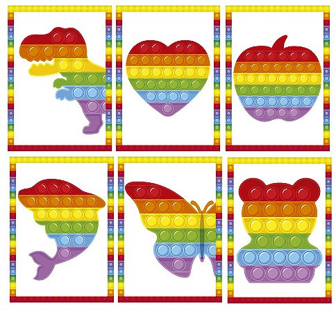 Quadros Decorativos Pop It 25x35cm com 06 unidades