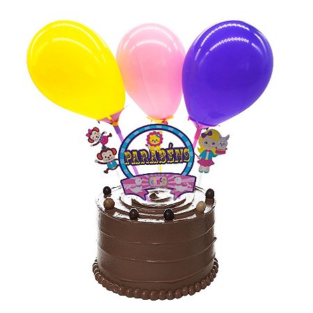 Kit Top Cake Balão Circo Rosa com 06 unidades