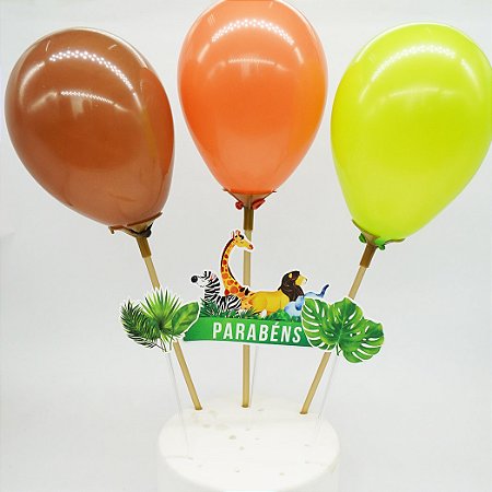 Kit Topo de Bolo com balão Safari - 1 Kit