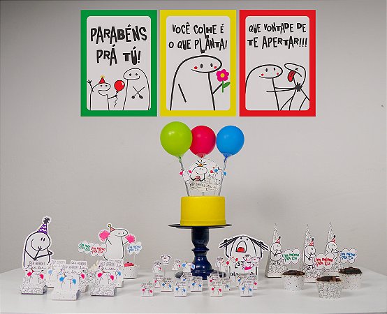 flork meme kit decoração de festa infantil 4 display de mesa 20cm