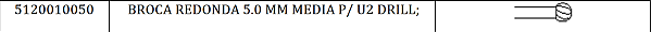 Broca Redonda Estriada, Média, Diam. 5mm - Stryker (Cód. 5120010050)
