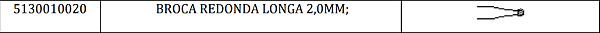 Broca Redonda Longa 2,0mm - Stryker (Cód.5130010020)