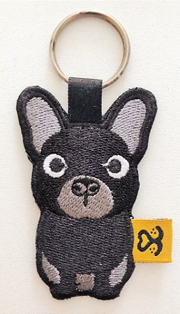 Chaveiro De Bordado Bulldog Francês Preto Vidavessa