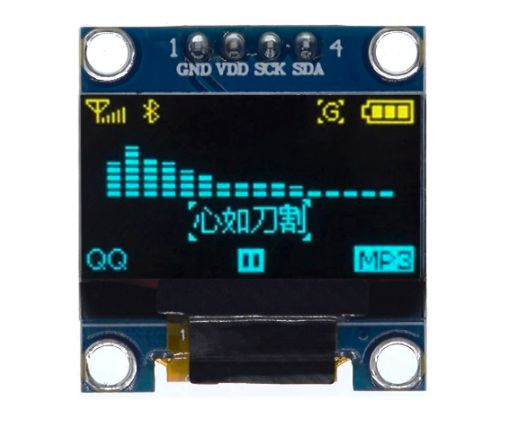 Display OLED 0.96″ 128×64 com I2C - Amarelo/Azul