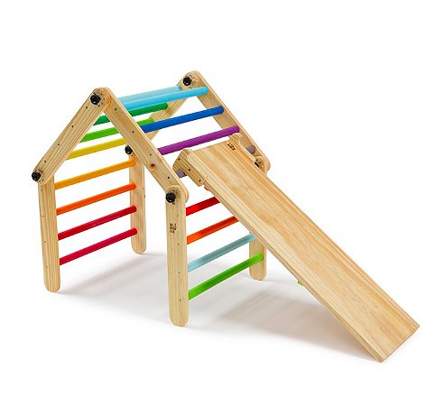 Triângulo Pikler Articulado Colorido + Rampa de Escorregar