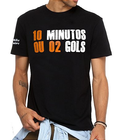 Camiseta Masculina cor Preta 10 MINUTOS OU 02 GOLS
