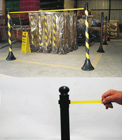 Pedestal com Fita Retrátil (Zebrado)