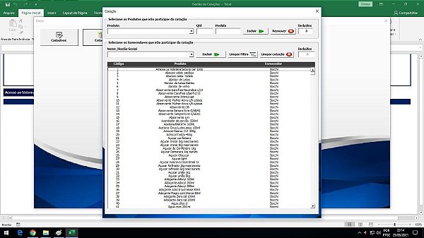 Planilha para automação de cotações