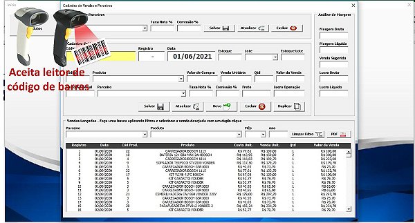 Planilha controle de vendas e estoque