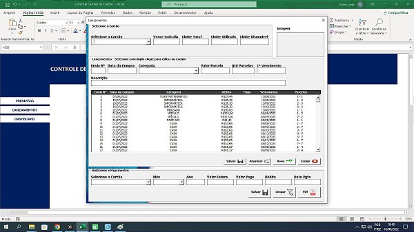 Planilha Controle de Cartões de Crédito