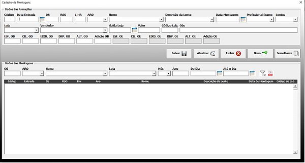Planilha de Controle de Montagens de Armações de Óculos
