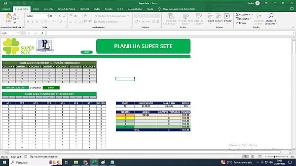 Planilha Gerar Combinações Super Sete