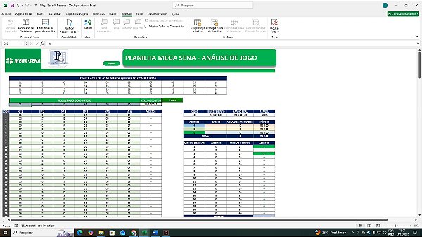 Planilha Para Gerar Combinações Mega Sena | 40 Dezenas Em 200 Jogos | Planilha Para Bolão Mega Sena