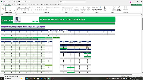 Planilha Gerar Combinações Mega Sena 54 dezenas em 63 jogos | Mega Sena | Mega da Virada