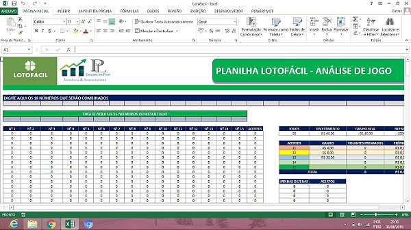 Planilha Lotofácil - Planilha Pronta para usar - Planilhas Prontas