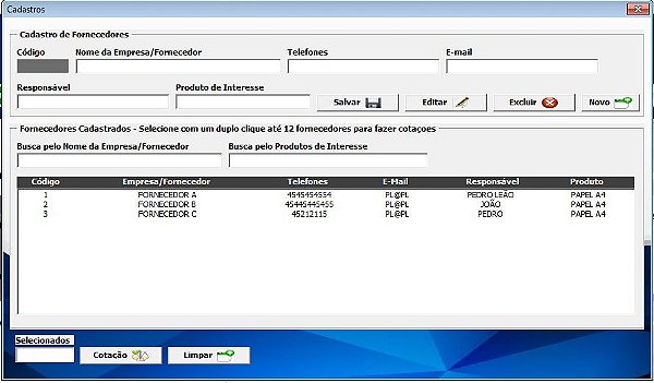 Planilha de Cotação Para Comparar Preços