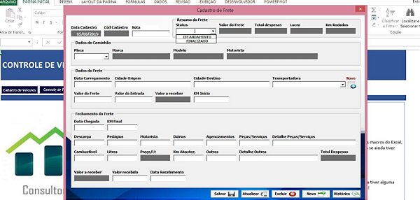 Planilha Controle de Fretes