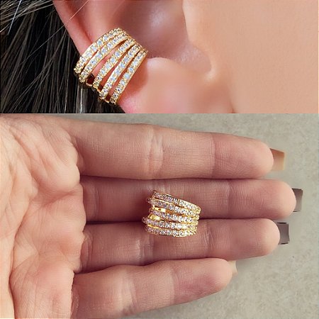 Maxi Piercing de Pressão Mil Zircônias Diamond Dourado