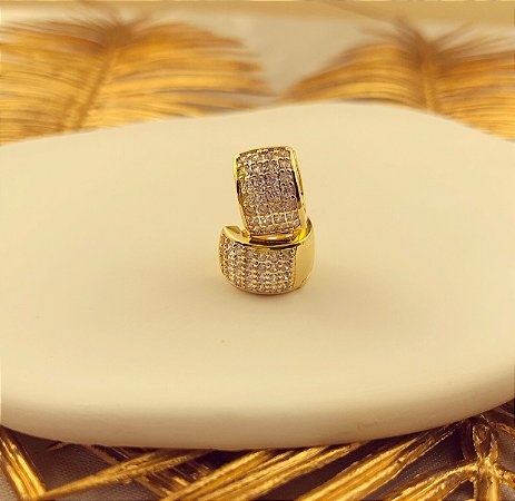 Argolinha de Micro Zircônias Diamond (4 Fileiras) Dourado