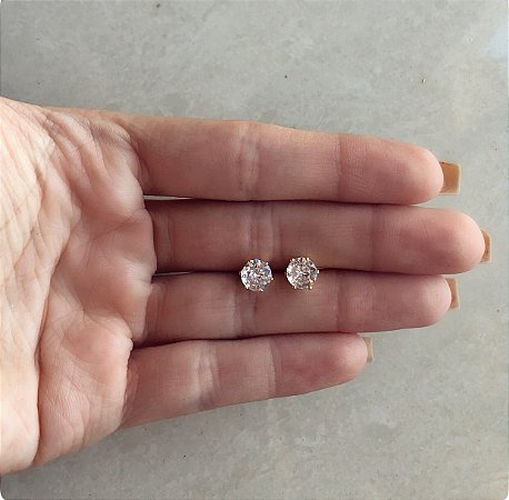 Brinco Bolinha Bem Grande de Cristal Diamond Dourado