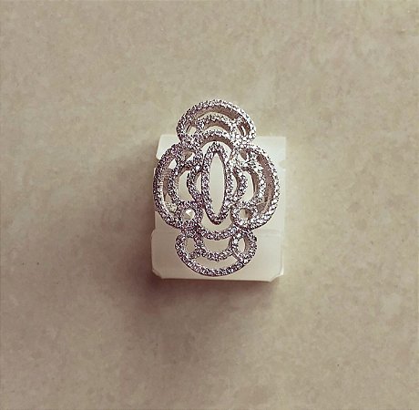 Anel Luxury Cravação Mil Micro Zircônias Diamond Ródio Branco