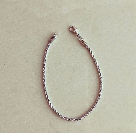 Pulseira Fina Torcida Ródio Branco