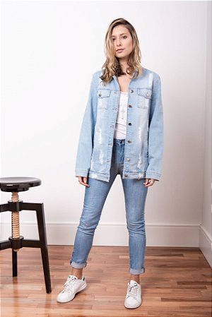 jaqueta jeans clara oversized
