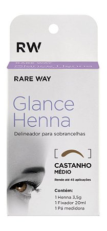 Henna para Design Sobrancelha + Fixador - Castanho Médio - GLANCE HENNA