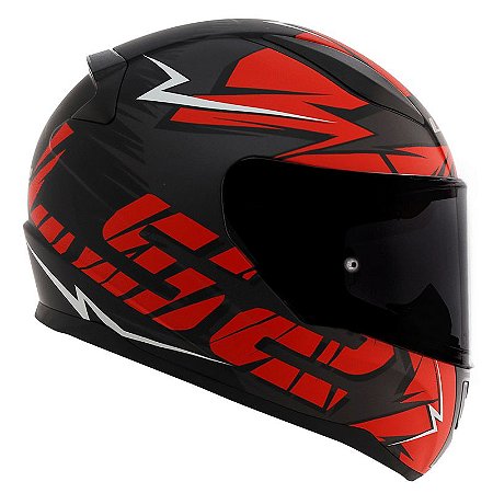 Capacete LS2 Rapid FF353 Cromo Preto Fosco e Vermelho