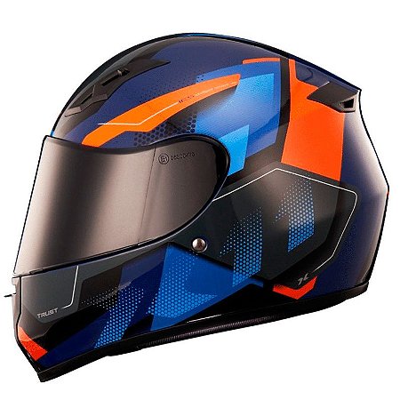 Capacete X11 Trust Pro Transit Laranja e Azul