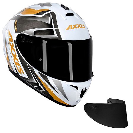 COMBO - Capacete AXXIS Draken Vector Branco e Dourado