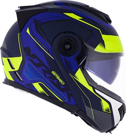 Capacete Norisk Route Ff345 Speedmax Fosco Azul, Amarelo Fluor (C/Viseira Solar)