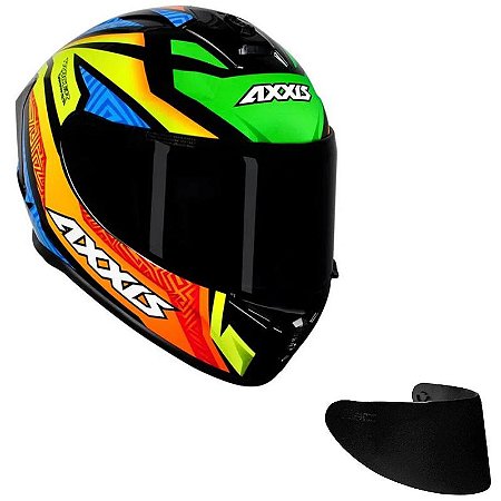 COMBO - Capacete Axxis Draken Tracer Gloss Azul, Laranja e Verde